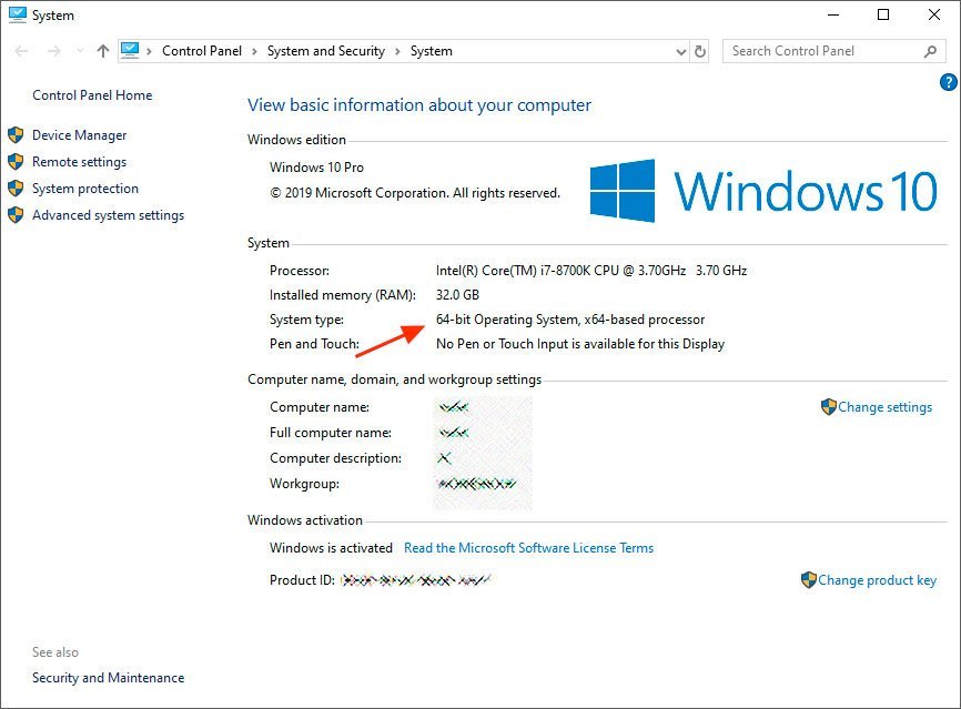 windows 10 64 based processer screenshot