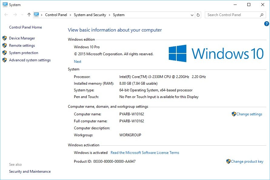 windows 10 properties screenshot